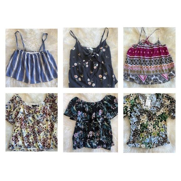 Old Navy AEO Floral Spring Summer Flirty Top Group XS Small Colorful Festival - Picture 1 of 16
